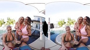 Naughty America Three hotties bang their friend&#'s in VR