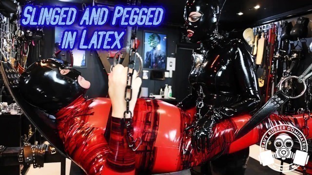 Slinged and Pegged in Latex - Lady Bellatrix Takes her Strap on to Rummer Gimp (teaser)